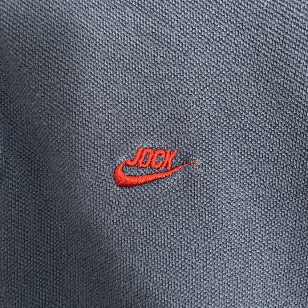 VTG Nike Polo Shirt Mens Size L Faded Blue JOCK SWOOSH Gray Tag‎